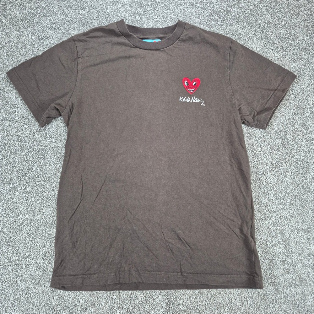 Keith Haring x Shoe Palace T-Shirt Mens Small‎ Brown Heart Graphic Art Tee